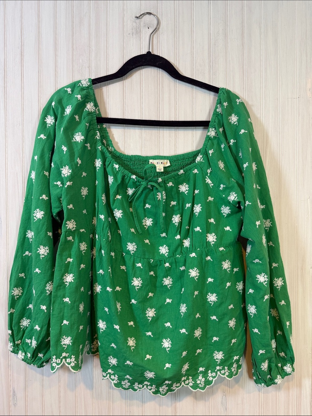 ROLLER RABBIT LINEN EMBROIDERED BABYDOLL TOP LARGE